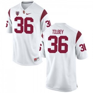 Mens USC #36 Chris Tilbey White College Jerseys 407636-557