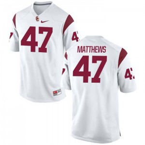 Men's Trojans #47 Clay Matthews White Stitched Jersey 273232-698