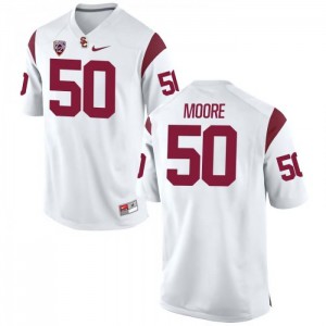Mens USC Trojans #50 Grant Moore White Football Jerseys 203458-962