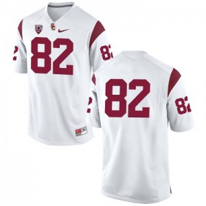 Men's USC #82 Tyler Petite White No Name Embroidery Jersey 130573-250