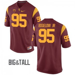 Mens USC Trojans #95 Kenny Bigelow Jr Cardinal Big & Tall Stitched Jersey 832365-275