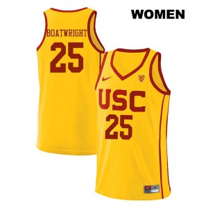Women USC Trojans #25 Bennie Boatwright Yellow Stitch Jerseys 432471-561