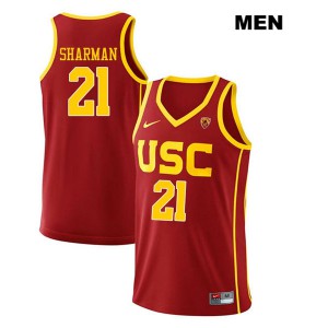 Mens USC Trojans #21 Bill Sharman Red Player Jersey 637181-635
