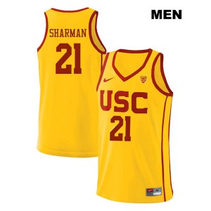 Mens USC Trojans #21 Bill Sharman Yellow Alumni Jerseys 305907-179