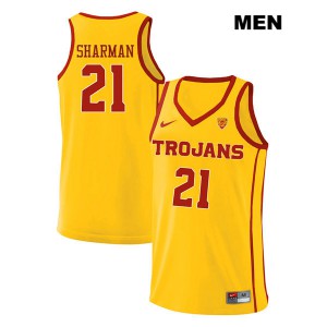 Men USC Trojans #21 Bill Sharman Yellow style2 High School Jerseys 339908-910