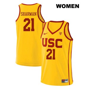 Women USC Trojans #21 Bill Sharman Yellow Player Jerseys 423447-550