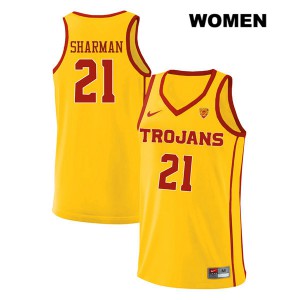 Women Trojans #21 Bill Sharman Yellow style2 Alumni Jersey 718090-543