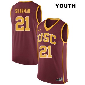 Youth Trojans #21 Bill Sharman Darkred Basketball Jerseys 566115-866