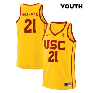 Youth USC Trojans #21 Bill Sharman Yellow University Jerseys 877082-932
