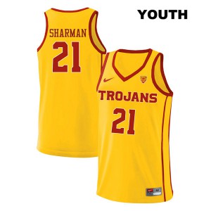Youth USC Trojans #21 Bill Sharman Yellow style2 Player Jersey 624605-767