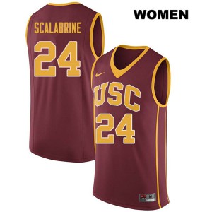 Women's USC #24 Brian Scalabrine Darkred Player Jersey 178011-756