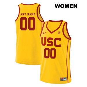 Womens USC #00 Custom Yellow Stitched Jerseys 787462-995