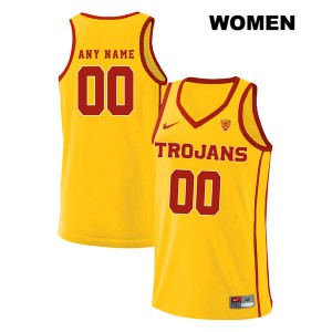 Women's Trojans #00 Custom Yellow style2 College Jersey 204223-782