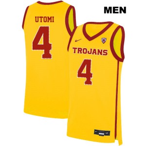 Mens Trojans #4 Daniel Utomi Yellow Basketball Jerseys 872120-168