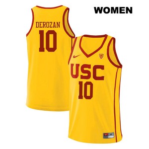 Women Trojans #10 DeMar DeRozan Yellow Stitched Jerseys 415828-720