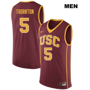 Mens USC #5 Derryck Thornton Darkred Basketball Jerseys 258388-374
