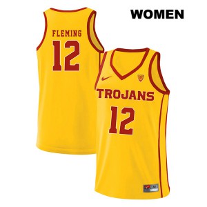Womens Trojans #12 Devin Fleming Yellow style2 Alumni Jerseys 983616-334