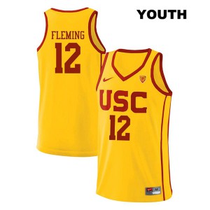 Youth Trojans #12 Devin Fleming Yellow Stitch Jerseys 375444-170