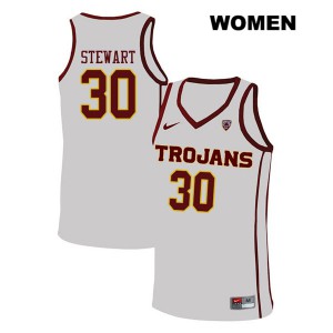 Women's Trojans #30 Elijah Stewart White College Jersey 658381-354