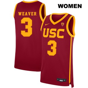 Women's Trojans #3 Elijah Weaver Red College Jerseys 394229-293