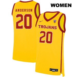 Women's USC #20 Ethan Anderson Yellow High School Jerseys 741761-509