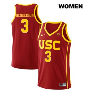 Womens USC Trojans #3 Harrison Henderson Red Stitched Jerseys 207609-220