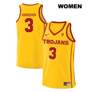 Womens USC Trojans #3 Harrison Henderson Yellow style2 High School Jersey 716757-150