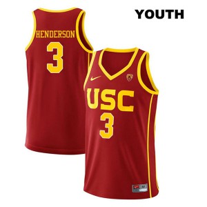 Youth Trojans #3 Harrison Henderson Red Stitched Jersey 845443-721
