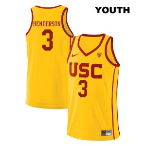 Youth Trojans #3 Harrison Henderson Yellow Stitch Jerseys 628749-910