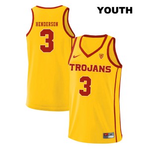 Youth Trojans #3 Harrison Henderson Yellow style2 Stitched Jersey 286855-705