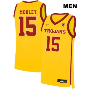 Mens Trojans #15 Isaiah Mobley Yellow Official Jerseys 777876-682