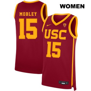 Women Trojans #15 Isaiah Mobley Red Stitch Jersey 800543-134