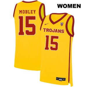 Women USC #15 Isaiah Mobley Yellow University Jersey 626639-477