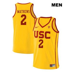 Mens USC Trojans #2 Jonah Mathews Yellow Official Jerseys 807081-300