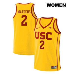 Women's Trojans #2 Jonah Mathews Yellow NCAA Jerseys 493311-693