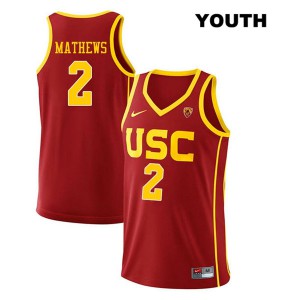 Youth USC Trojans #2 Jonah Mathews Red Embroidery Jersey 341919-758