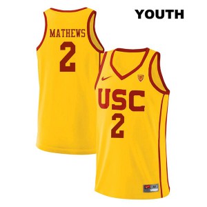 Youth USC #2 Jonah Mathews Yellow University Jerseys 604179-370