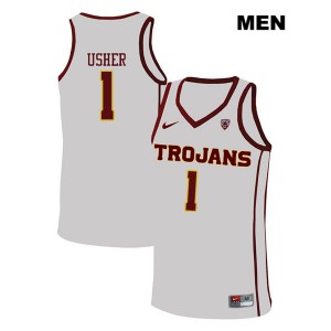 Mens USC Trojans #1 Jordan Usher White College Jerseys 894875-881