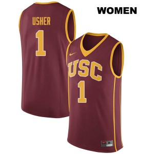 Women's Trojans #1 Jordan Usher Darkred Embroidery Jerseys 639305-634