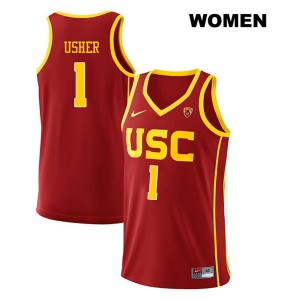 Womens Trojans #1 Jordan Usher Red Stitched Jersey 483182-733