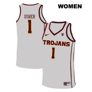 Women's Trojans #1 Jordan Usher White NCAA Jersey 739216-478
