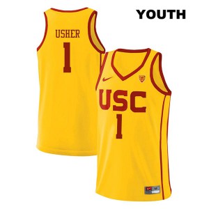 Youth USC #1 Jordan Usher Yellow Basketball Jerseys 230371-650