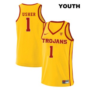 Youth USC #1 Jordan Usher Yellow style2 Official Jersey 577372-357