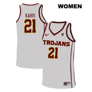 Women's USC #21 Kurt Karis White Official Jerseys 116636-657