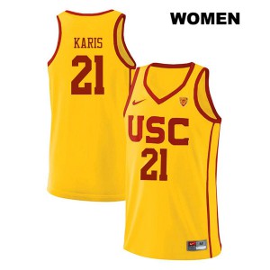 Women's USC #21 Kurt Karis Yellow Official Jersey 381388-652