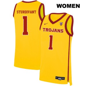 Womens Trojans #1 Kyle Sturdivant Yellow Basketball Jerseys 413999-593