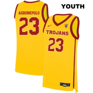 Youth Trojans #23 Max Agbonkpolo Yellow Official Jersey 114475-439