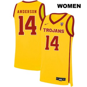 Womens USC #14 McKay Anderson Yellow Player Jerseys 492894-875