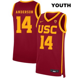 Youth Trojans #14 McKay Anderson Red Alumni Jersey 910876-688
