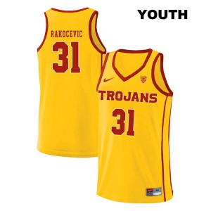 Youth USC Trojans #31 Nick Rakocevic Yellow style2 Stitched Jersey 224319-573
